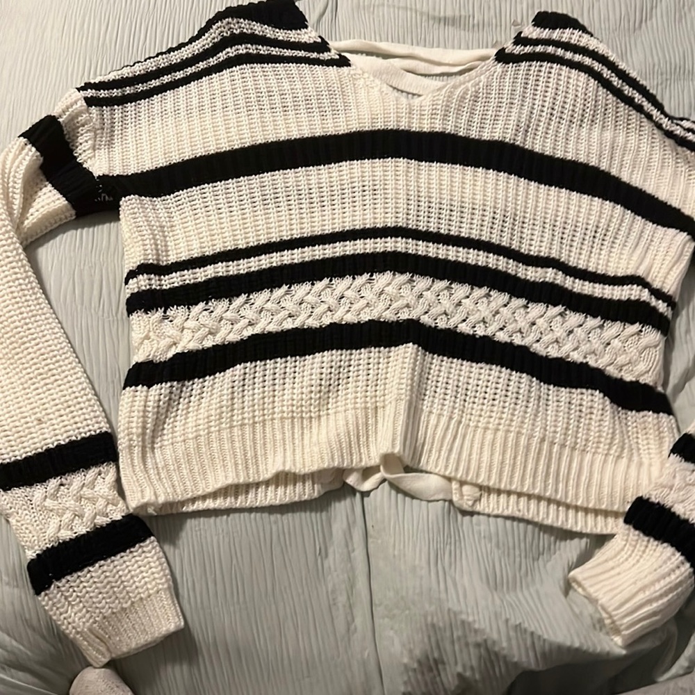 black and white striped sweater